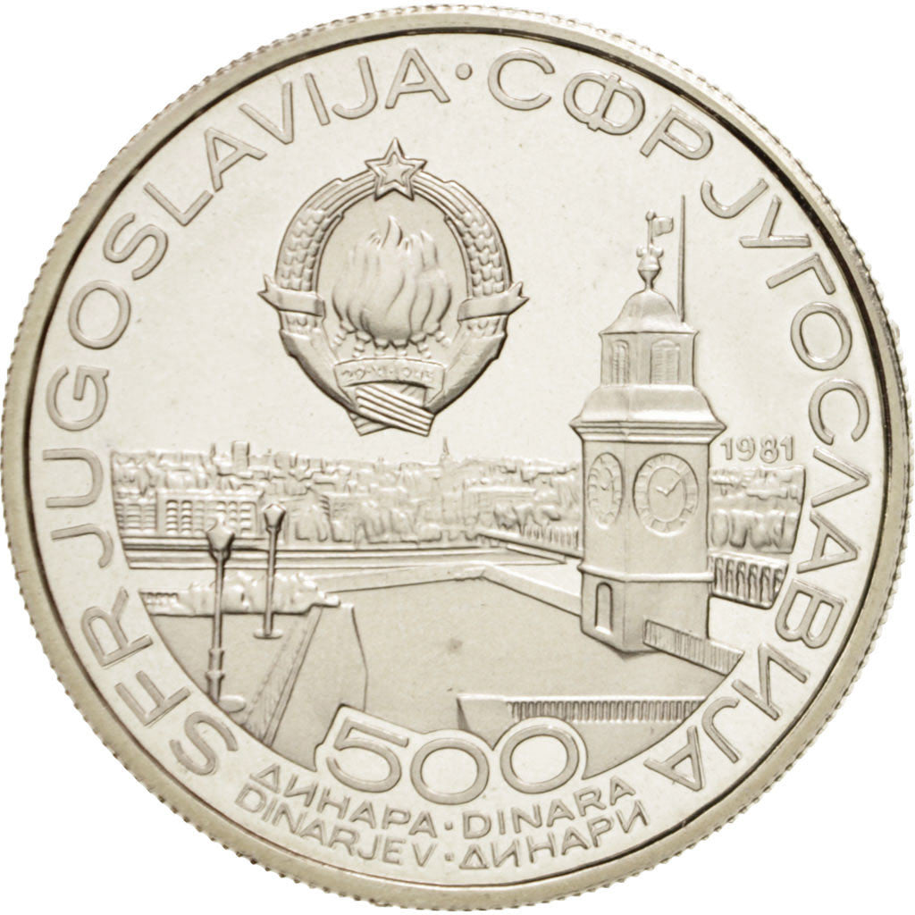 Moneda, Yugoslavia, 500 Dinara, 1981, FDC, Plata, KM:80