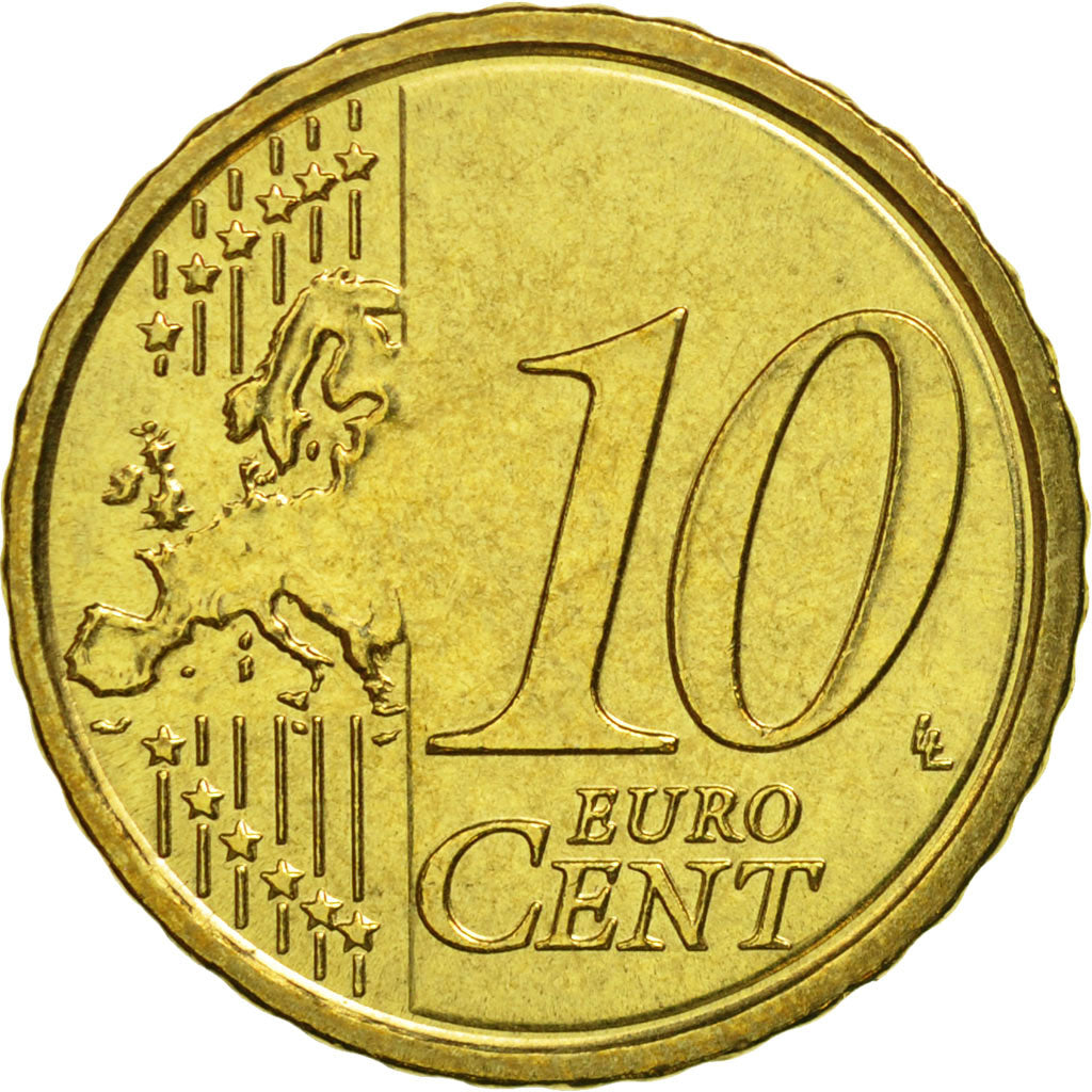 VATICAN CITY, 10 Euro Cent, 2010, MS(65-70), Brass, KM:385