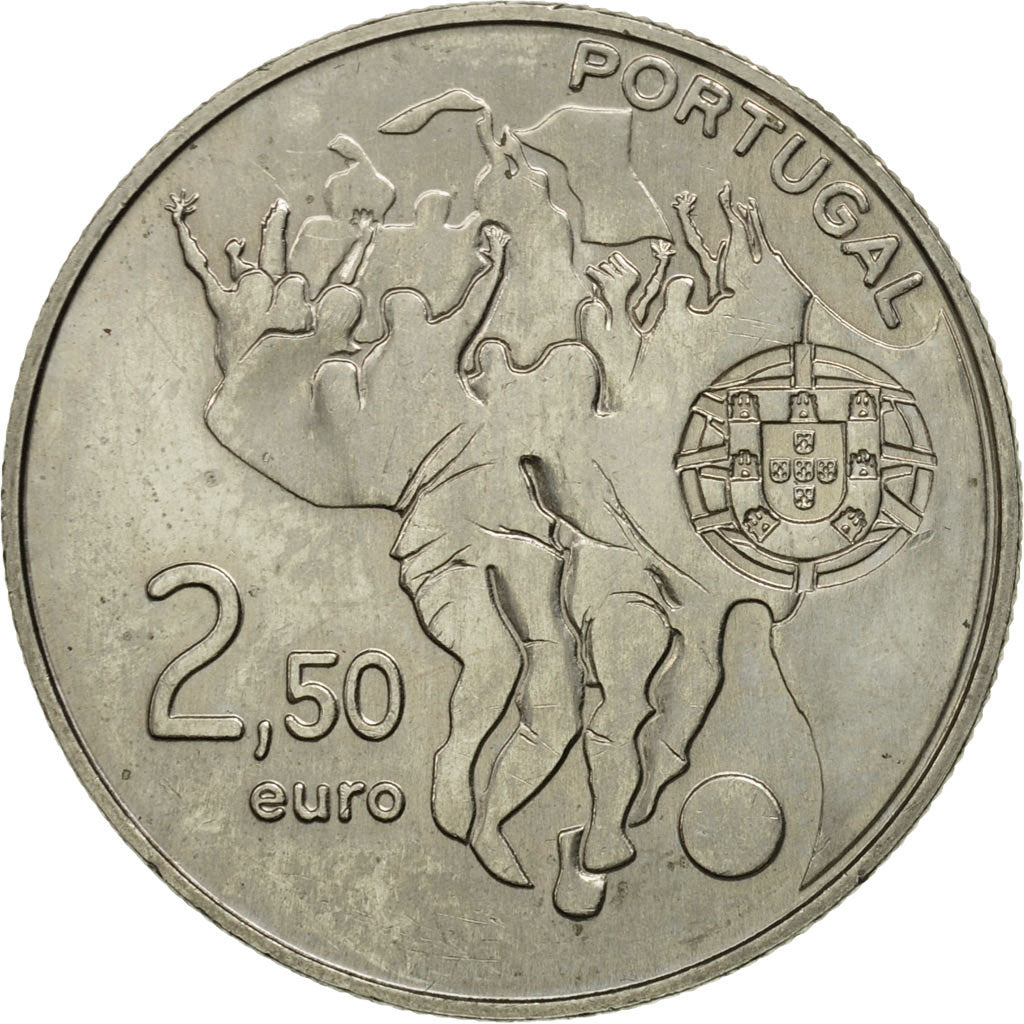 Portugal, 2-1/2 Euro, Coupe du Monde FIFA, 2010, MS(63), Copper-nickel