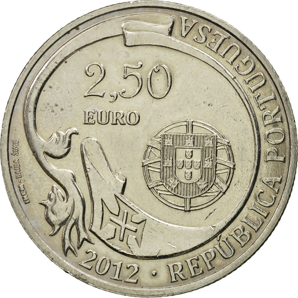 Portugal, 2-1/2 Euro, Sagres, 2012, MS(63), Copper-nickel