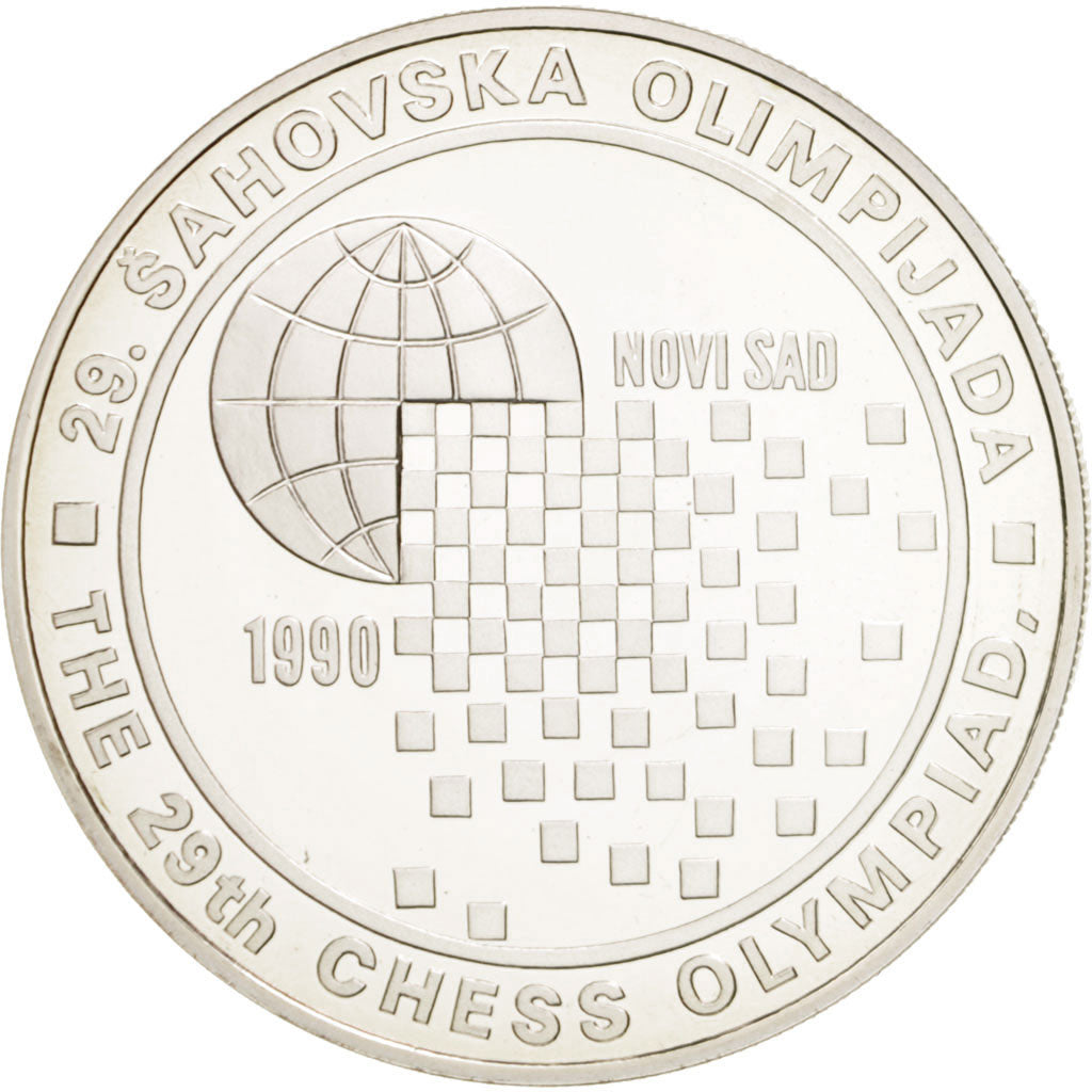 YUGOSLAVIA, 150 Dinara, 1990, KM #147, MS(65-70), Silver, 17.00