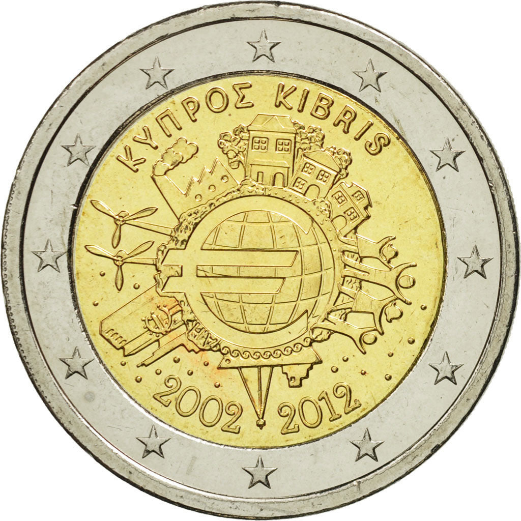 Chipre, 2 Euro, €uro 2002-2012, 2012, SC, Bimetálico