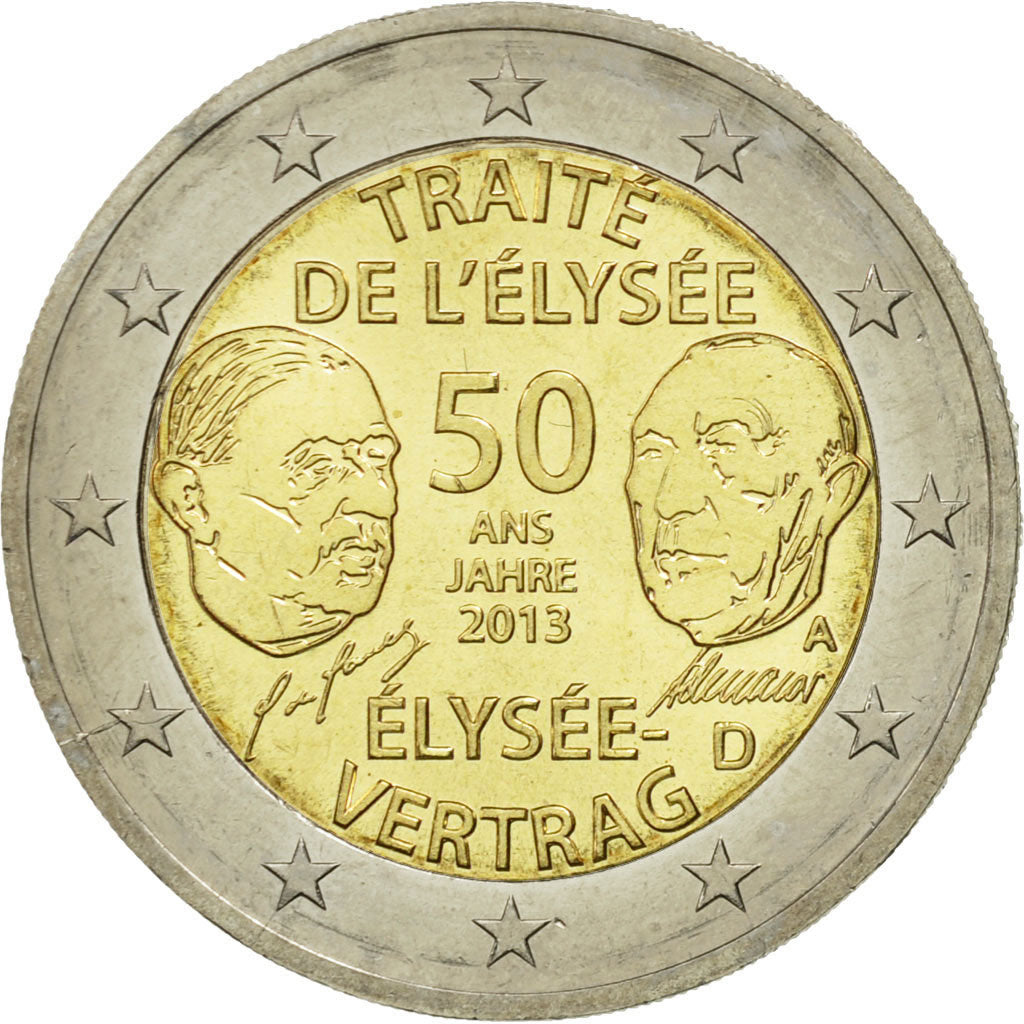 GERMANY - FEDERAL REPUBLIC, 2 Euro, Traité de l'Elysée, 2013, MS(63)