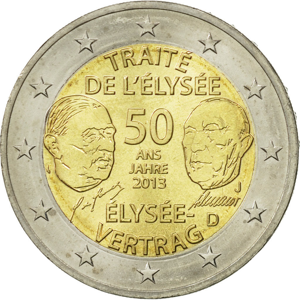 GERMANY - FEDERAL REPUBLIC, 2 Euro, Traité de l'Elysée, 2013, MS(63)