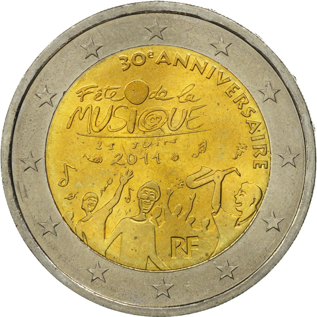Monnaie, France, 2 Euro, Fête Musique, 2011, SPL, Bi-Metallic, KM:1789