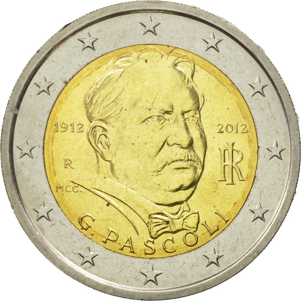 Italy, 2 Euro, Giovanni Pascoli, 2012, MS(63), Bi-Metallic, KM:355