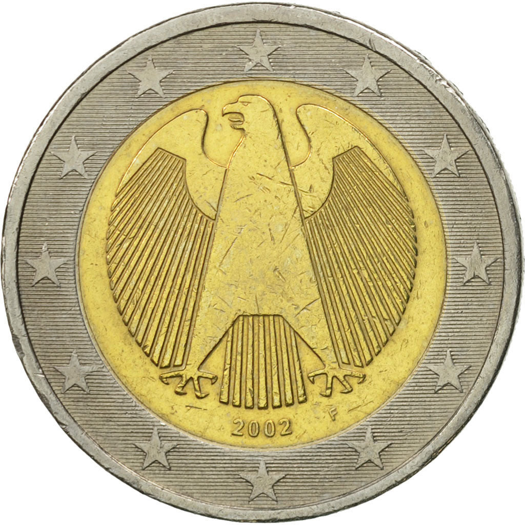 GERMANY - FEDERAL REPUBLIC, 2 Euro, 2002, AU(55-58), Bi-Metallic, KM:214