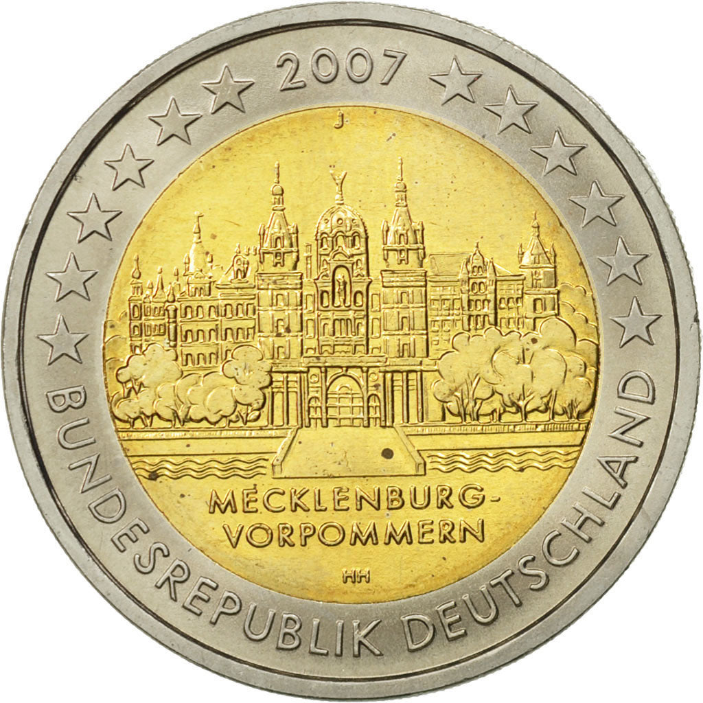 GERMANY - FEDERAL REPUBLIC, 2 Euro, Mecklembourg, 2007, AU(55-58), Bi-Metallic