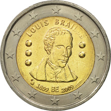 Belgien, 2 Euro, Louis Braille, 2009, UNZ, Bi-Metallic, KM:288