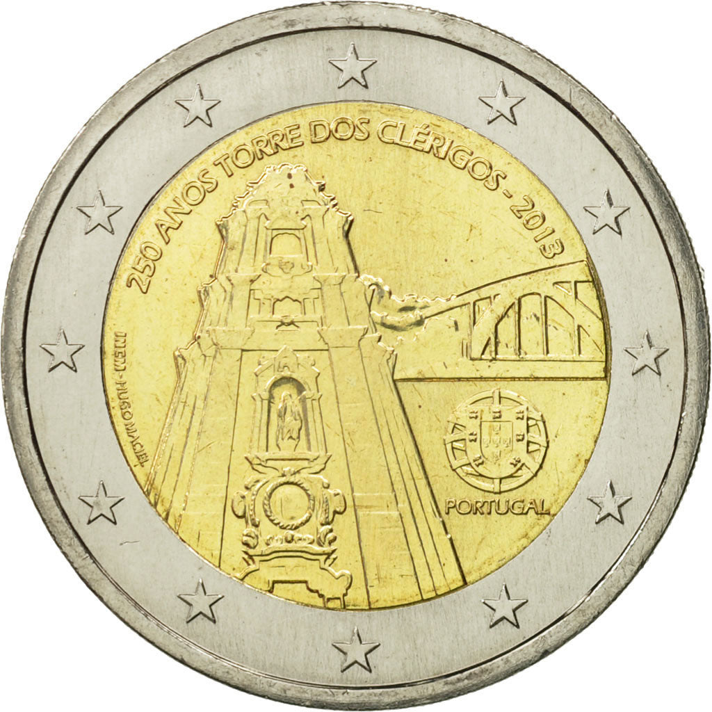 Portugal, 2 Euro, Tour des clercs, 2013, Lisbon, MS(63), Bimetaliczny