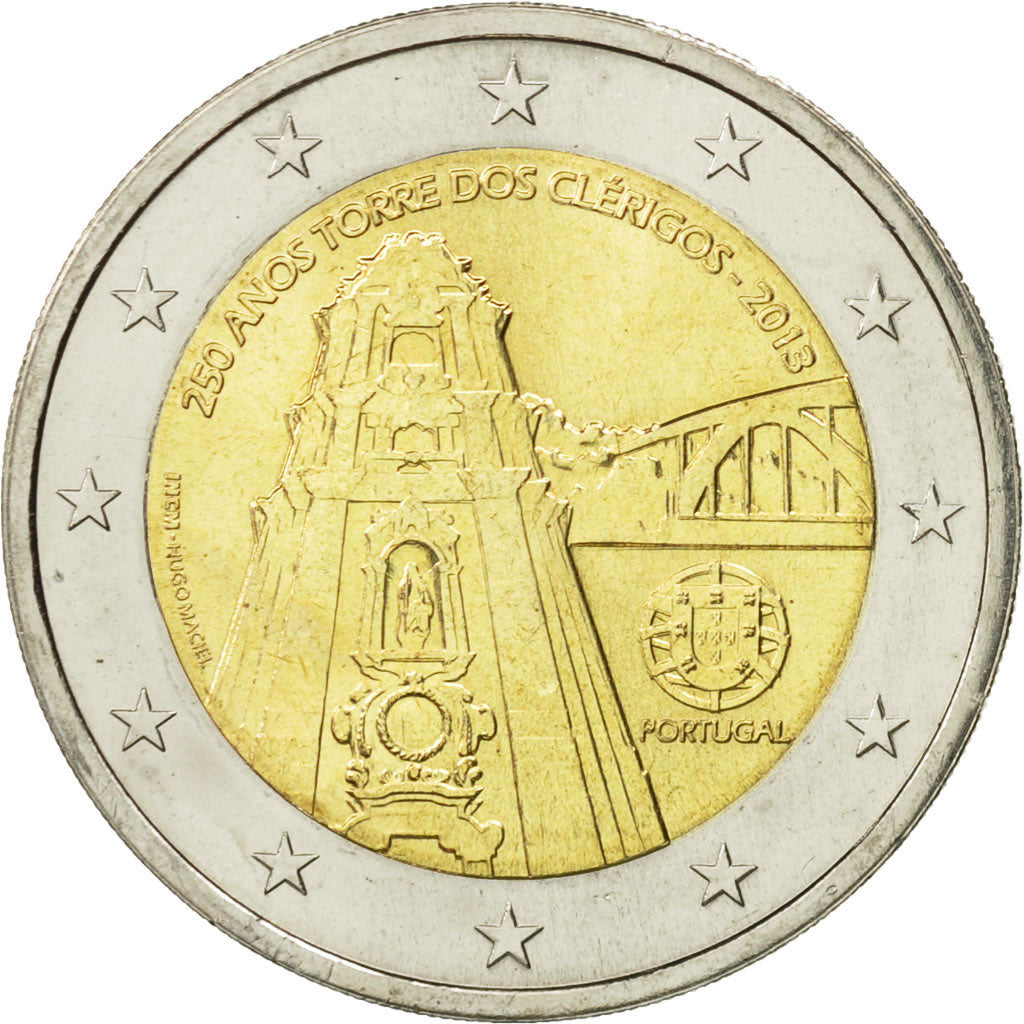 Portugal, 2 Euro, Tour des clercs, 2013, Lisbon, MS(63), Bimetaliczny