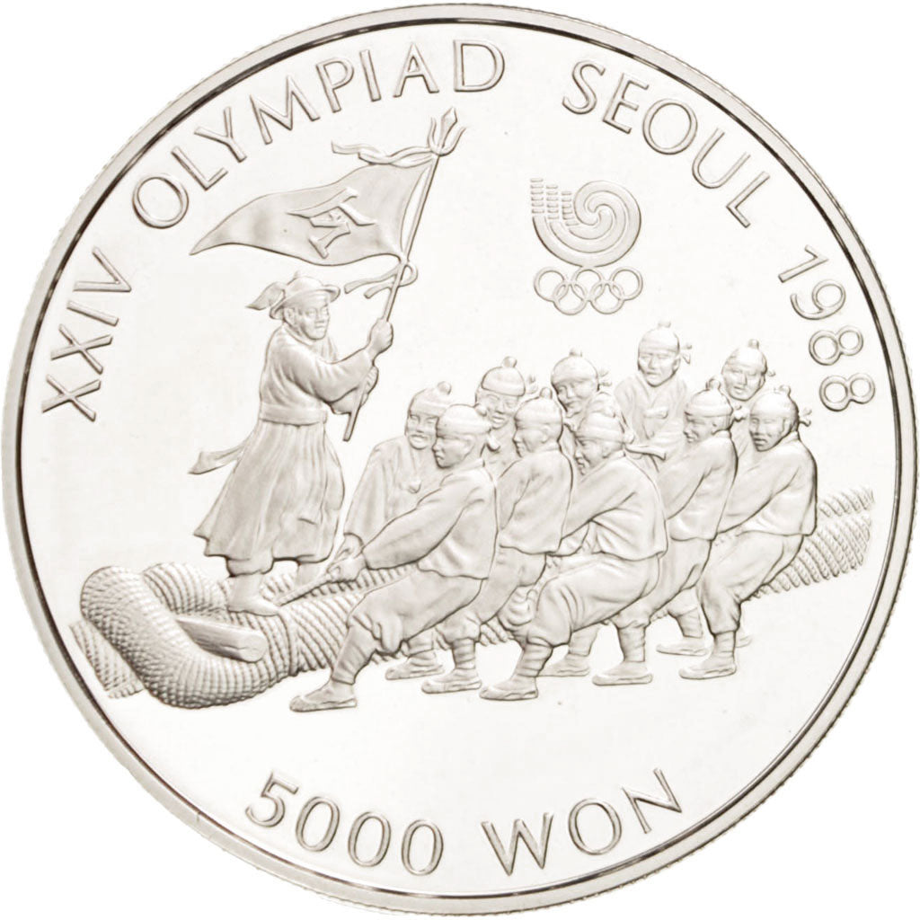 KOREA-SOUTH, 5000 Won, 1986, KM #55, MS(65-70), Silver, 32, 16.80