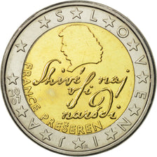 Slovenië, 2 Euro, France Prešeren, 2007, UNC-, Bi-Metallic, KM:75