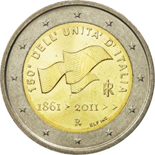 Włochy, 2 Euro, Unification, 2011, Rome, MS(63), Bimetaliczny, KM:338