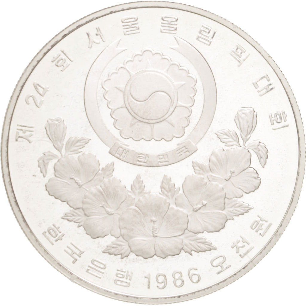 KOREA-SOUTH, 5000 Won, 1986, KM #54, MS(65-70), Silver, 32, 16.80