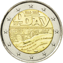 France, 2 Euro, D-Day, 2014, MS(63), Bi-Metallic