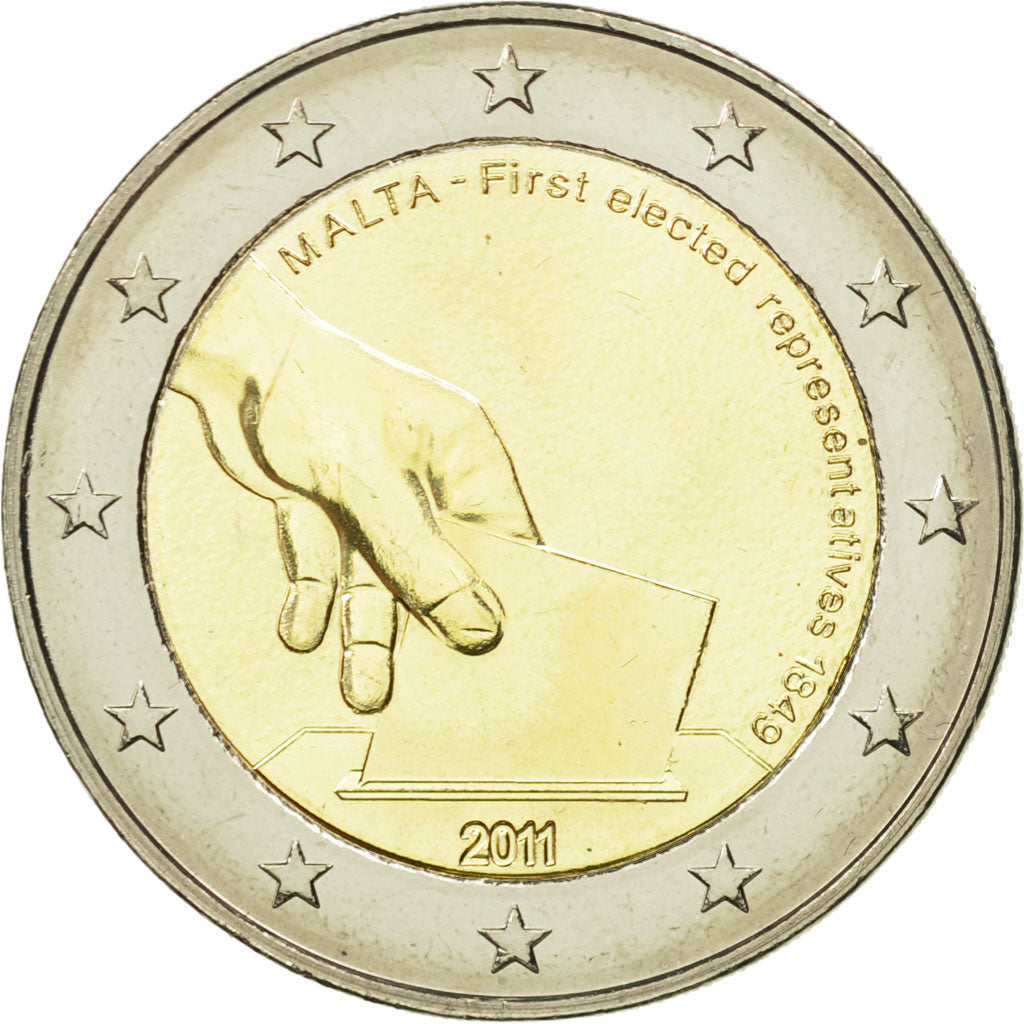 Malta, 2 Euro, First elected representatives, 2011, MS(63), Bi-Metallic, KM:144