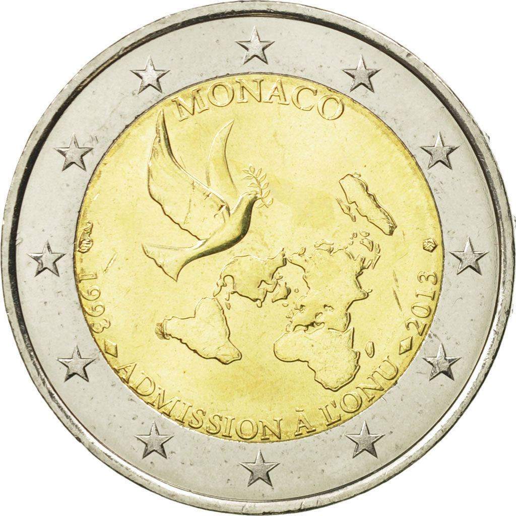 Monaco, 2 Euro, Admission à l'ONU, 2013, MS(63), Bi-Metallic