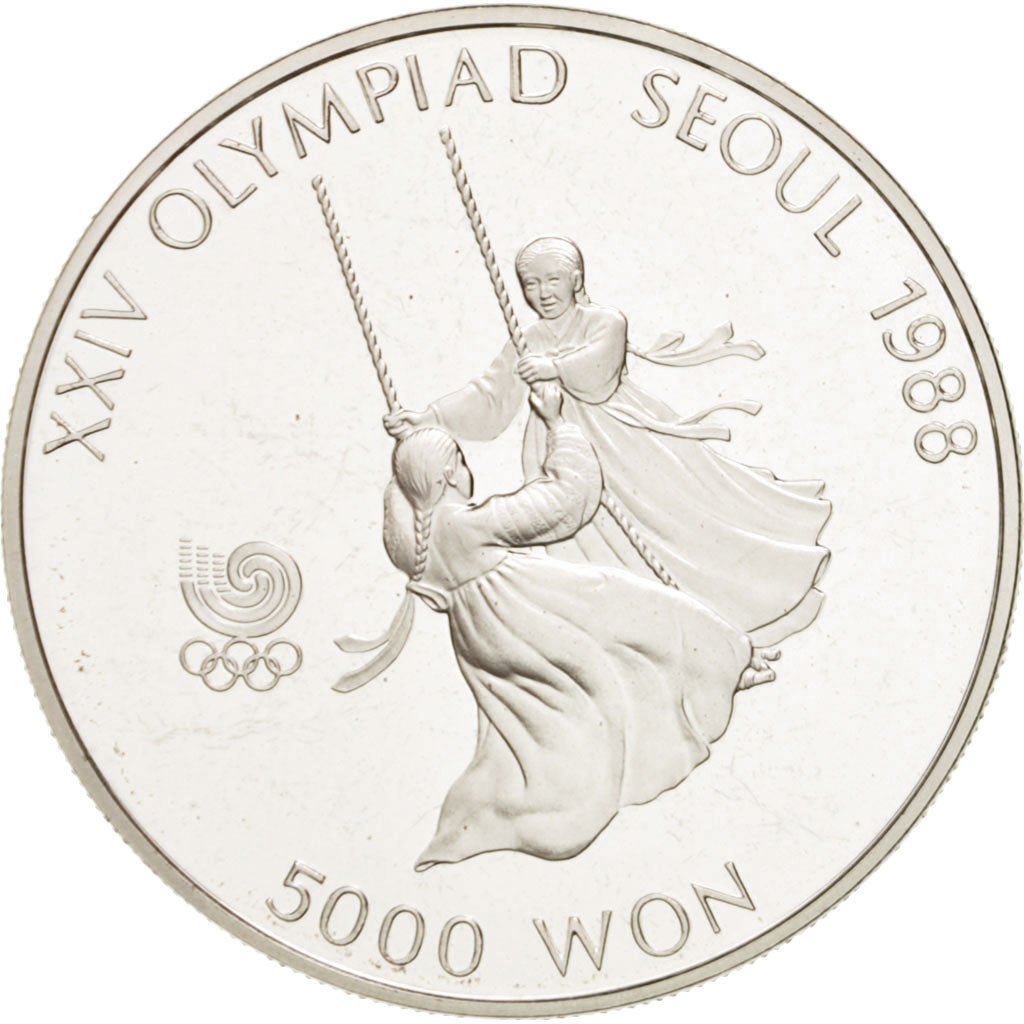 KOREA-SOUTH, 5000 Won, 1987, KM #67, MS(65-70), Silver, 32, 16.80
