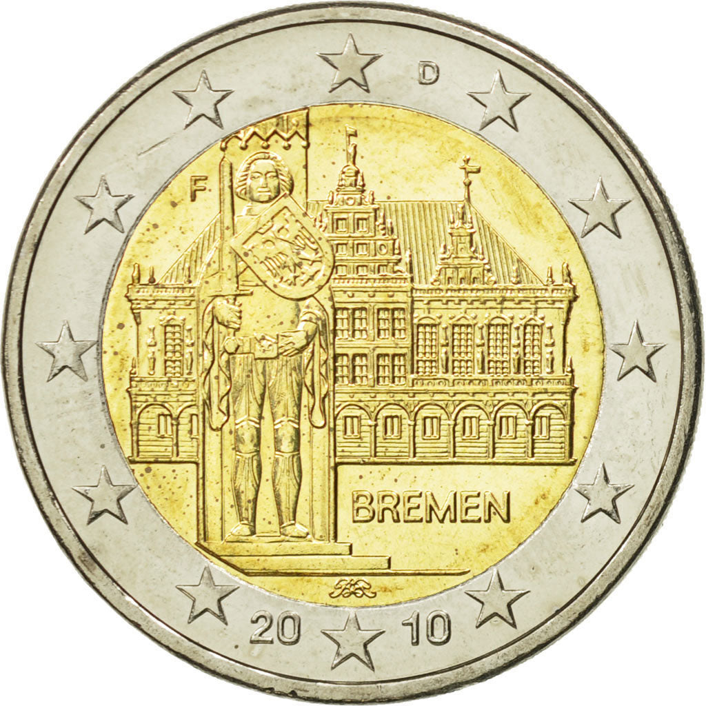 ALEMANIA - REPÚBLICA FEDERAL, 2 Euro, Bremen, 2010, SC, Bimetálico, KM:285