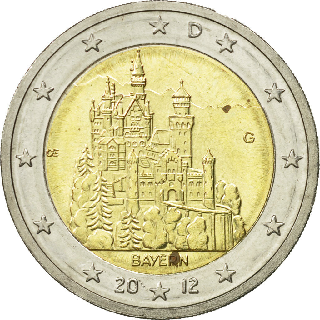Niemcy - RFN, 2 Euro, BAYERN, 2012, Karlsruhe, AU(55-58), Bimetaliczny, KM:305
