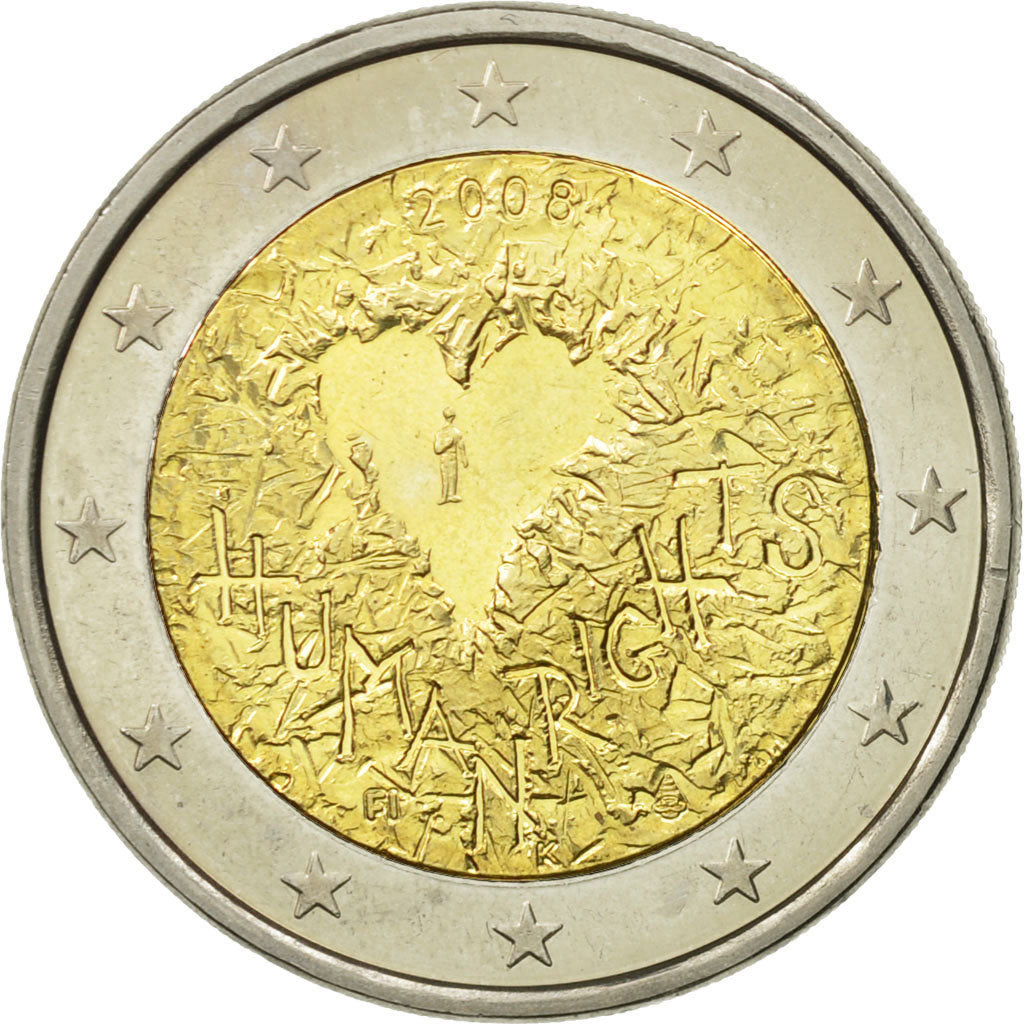Finland, 2 Euro, Human Rights, 2008, MS(63), Bi-Metallic, KM:143
