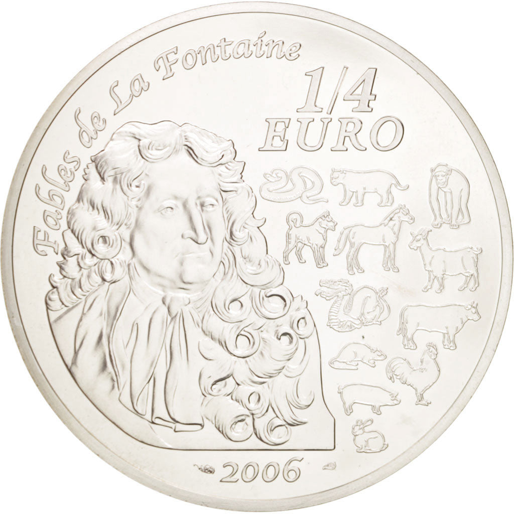 FRANCE, 1/4 Euro, 2006, Paris, KM #1415, MS(63), Silver, 37, 22.10