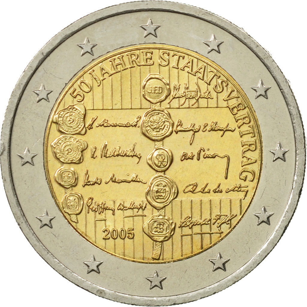 Austria, 2 Euro, State Treaty, 2005, MS(63), Bi-Metallic, KM:3124