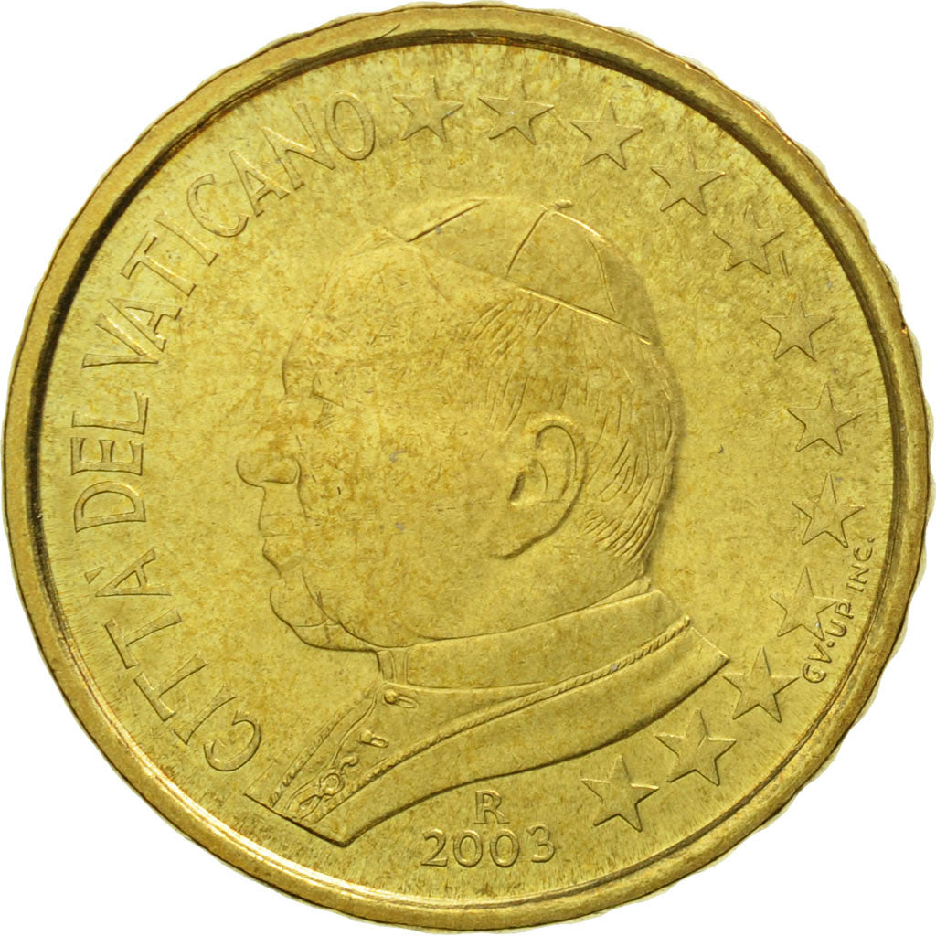 VATICAN CITY, 10 Euro Cent, 2003, MS(65-70), Brass, KM:344