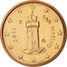 San Marino, Euro Cent, 2011, MS(65-70), Copper Plated Steel, KM:440