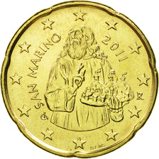 San Marino, 20 Euro Cent, 2011, MS(65-70), Brass, KM:483