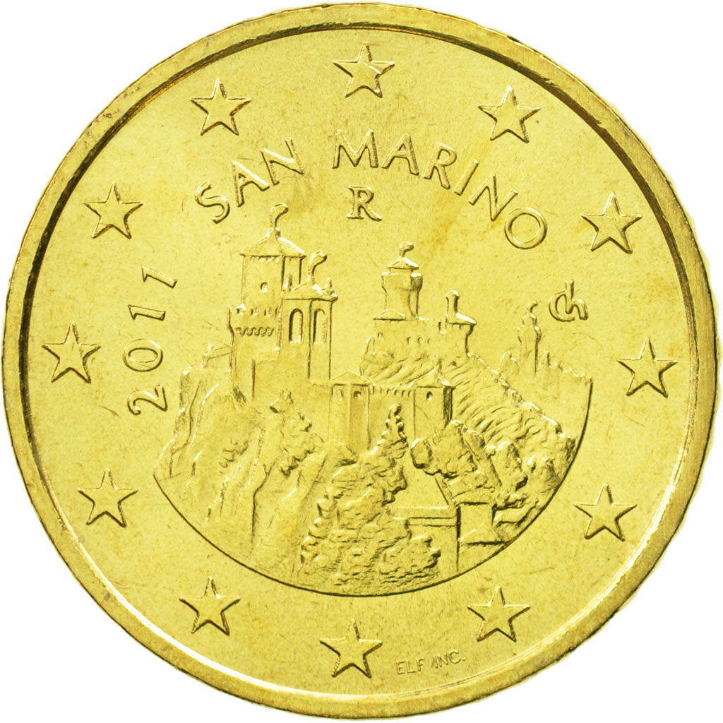 San Marino, 50 Euro Cent, 2011, MS(65-70), Brass, KM:484