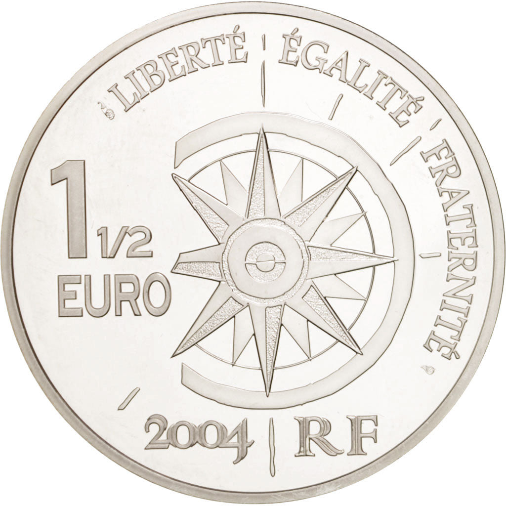 FRANCE, 1-1/2 Euro, 2004, Paris, KM #1380, MS(65-70), Silver, 37, 22.20