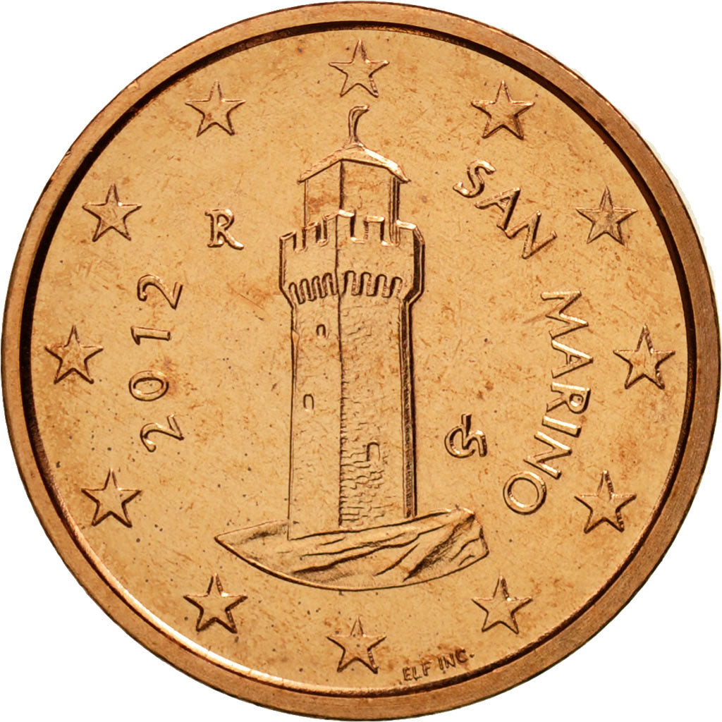San Marino, Euro Cent, 2012, MS(65-70), Copper Plated Steel, KM:440
