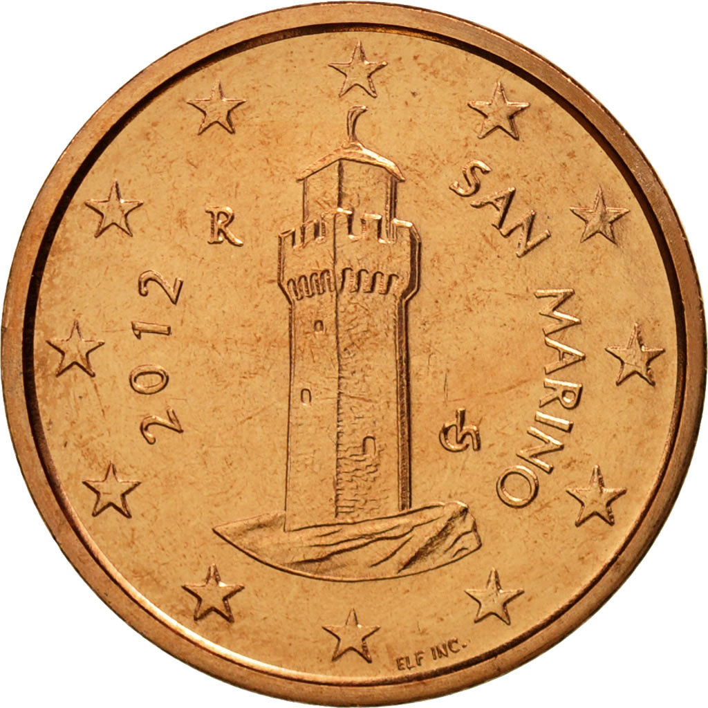 San Marino, Euro Cent, 2012, MS(65-70), Copper Plated Steel, KM:440