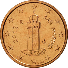 San Marino, Euro Cent, 2012, MS(65-70), Copper Plated Steel, KM:440