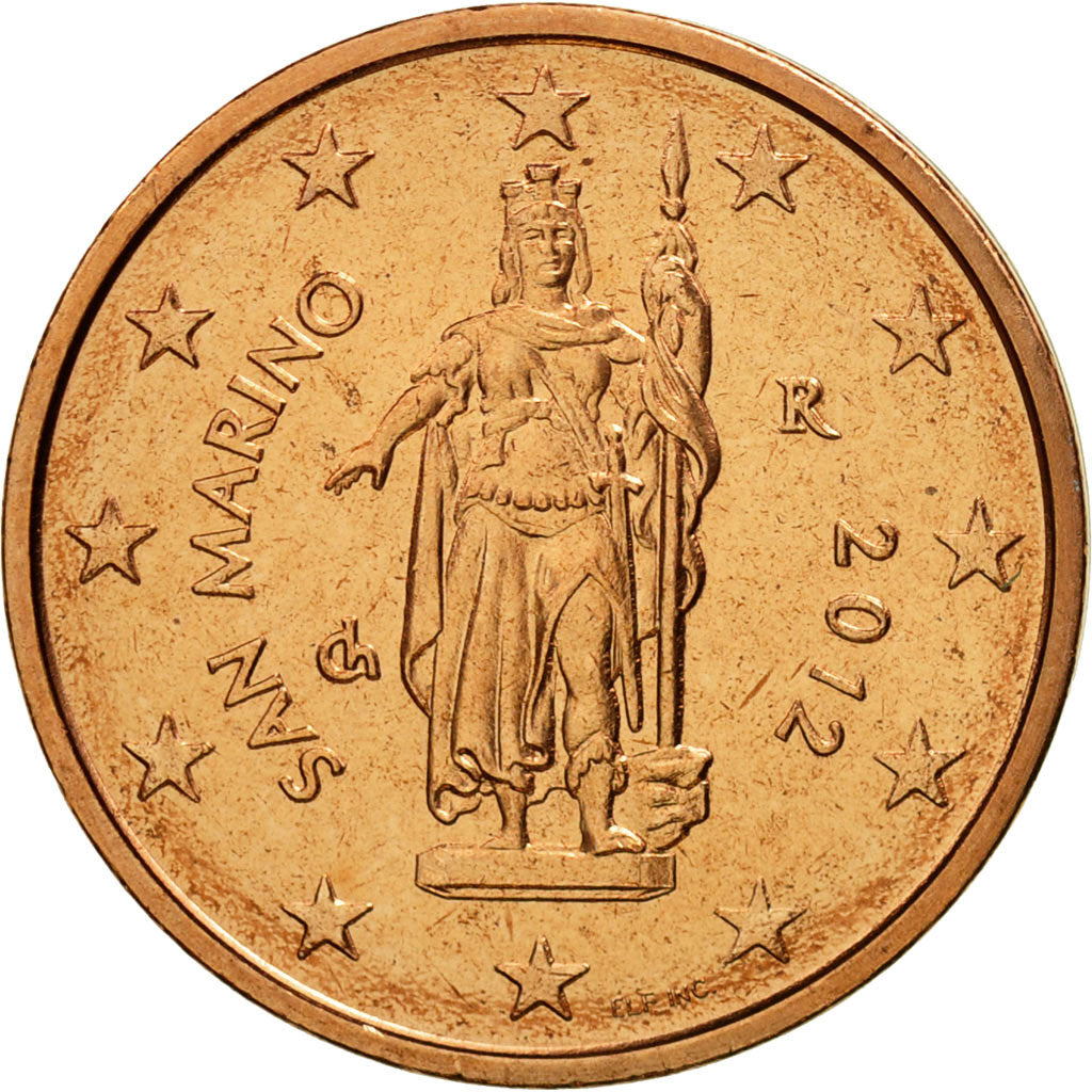San Marino, 2 Euro Cent, 2012, MS(65-70), Copper Plated Steel, KM:441