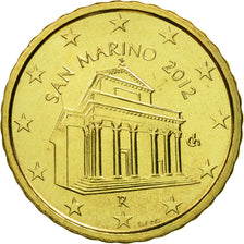 San Marino, 10 Euro Cent, 2012, MS(65-70), Brass, KM:482