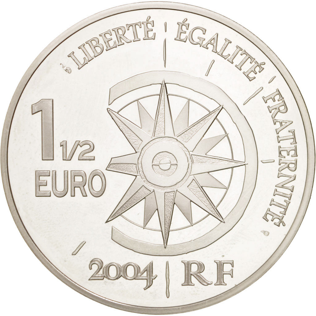 FRANCE, 1-1/2 Euro, 2004, Paris, KM #1382, MS(65-70), Silver, 37, 22.31