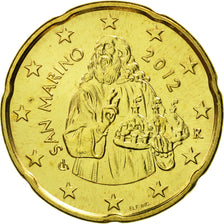 San Marino, 20 Euro Cent, 2012, MS(65-70), Brass, KM:483