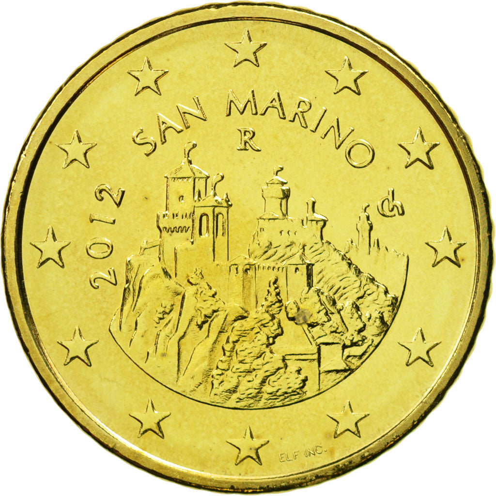 San Marino, 50 Euro Cent, 2012, MS(65-70), Brass, KM:484