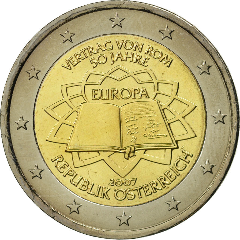 Austria, 2 Euro, Traité de Rome 50 ans, 2007, MS(63), Bi-Metallic, KM:3150