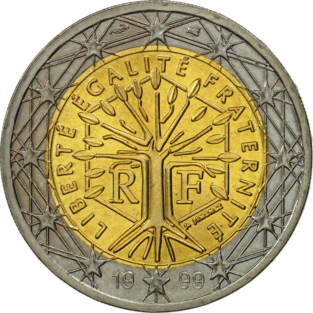 Coin, France, 2 Euro, 1999, MS(63), Bi-Metallic, KM:1289