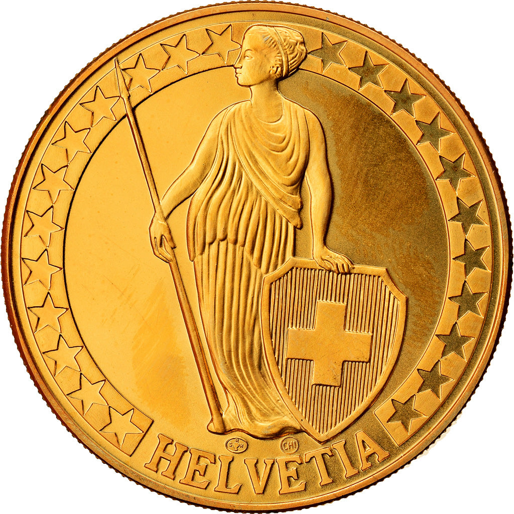 Switzerland, Medal, Der Sihlsee, Die Schweizer Seen, MS(64), Copper-Nickel Gilt