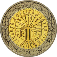 France, 2 Euro, 2007, MS(64), Bi-Metallic, KM:1414