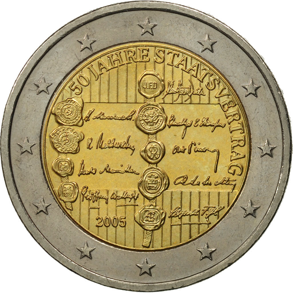 Austria, 2 Euro, State Treaty, 2005, MS(63), Bi-Metallic, KM:3124
