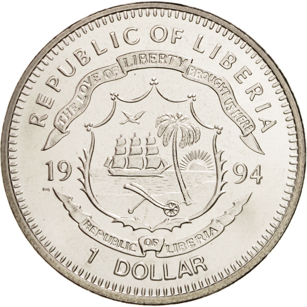 LIBERIA, Dollar, 1994, KM #248, MS(63), Copper-Nickel, 28.50