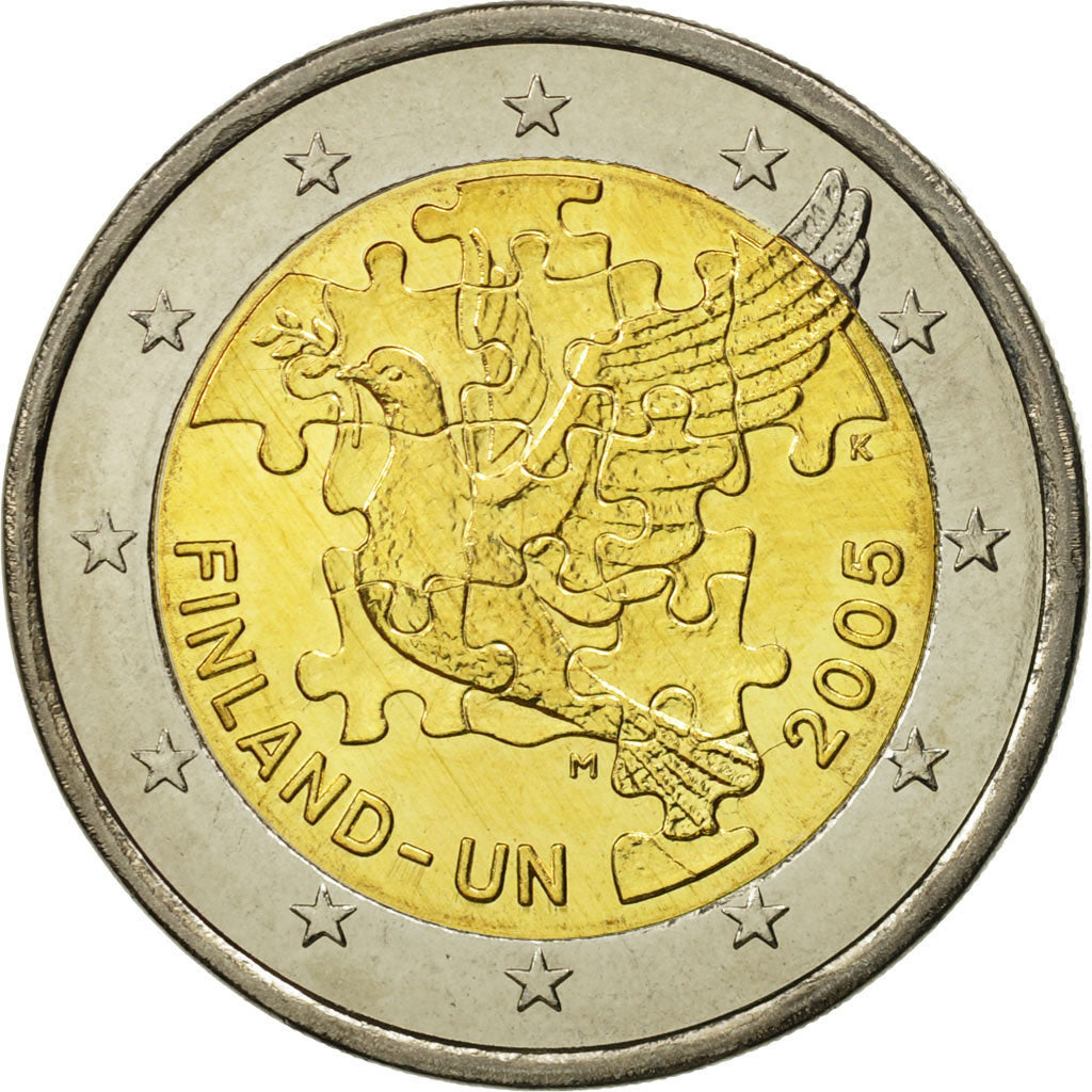 Finland, 2 Euro, 60th anniversary, 2005, MS(63), Bi-Metallic, KM:119