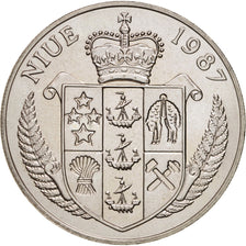 Coin, Niue, Elizabeth II, 5 Dollars, 1987, AU(55-58), Copper-nickel, KM:5