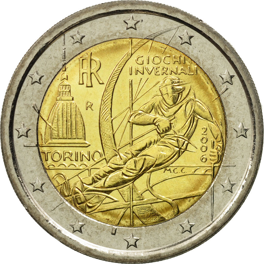 Italy, 2 Euro, Torino, 2006, MS(63), Bi-Metallic, KM:246